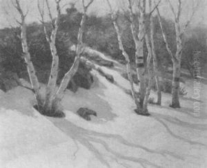 Winter In New England, Hillside Birches by John Calvin Stevens