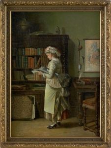 Interior Scene With A Young Woman Reading by John D. Stevens