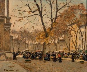 Scene De Marche A Aix-en-provence by Louis Braquaval