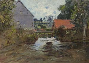 Kleines Stauwehr Am Dorfbach by Leopold Stevens