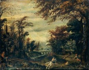 Scene De Chasse Au Cerf En Foret by Pieter Stevens