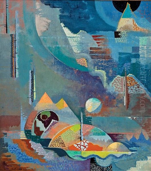 Abstract Landscape In Blue - view 1