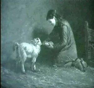 Feeding A Pet Lamb by William Grant Stevenson