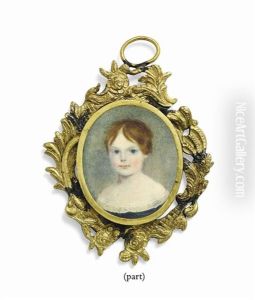 George Craven, 3rd Earl Of Craven (1841-1883) As A Child, Wearing A Blue Shift And White Chemise, On Ivory; Together With Two Shell Cameos by Anthony Stewart
