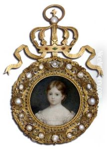 Queen Victoria As A Child, In White Dress With Pink Bows At Shoulders, Short Fair Hair Queen Victoria As A Child, In White Dress With Pink Bows At Shoulders, Short Fair Hair