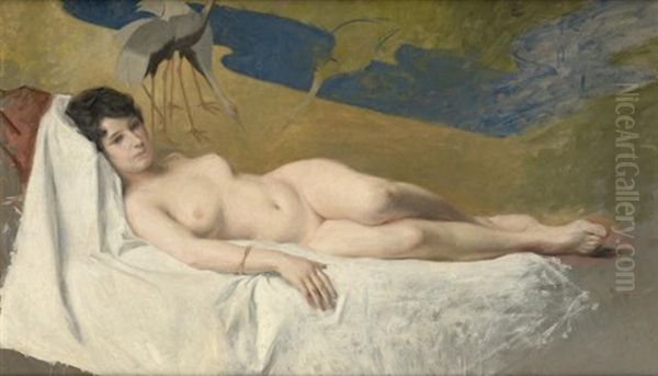 Reclining Nude By An Oriental Screen - view 1