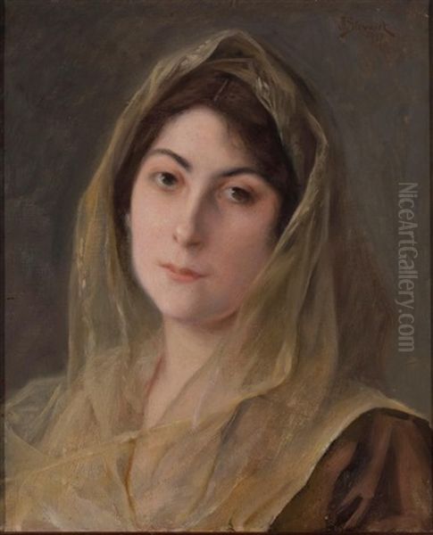 Potrait Of A Woman In A Sheer Chiffon Headdress - view 1