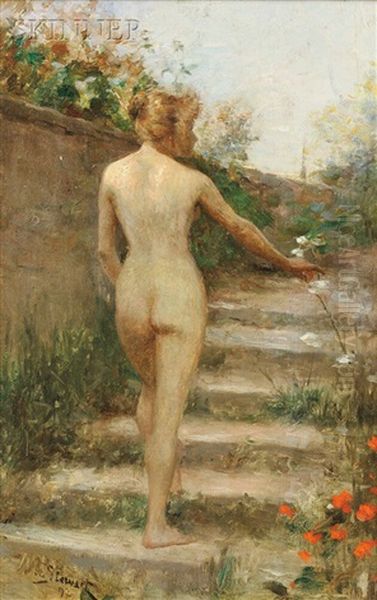 Nude On Garden Stair - view 1