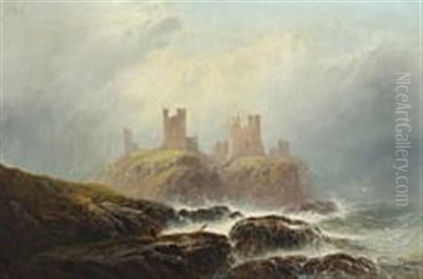 Costal Scenery At Dunstanburgh Castle In Northumberland by George Blackie Sticks
