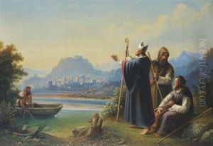 Ankunft Des Hl. Rupertus Mit Seinen Gefahrten Chuniald Und Gislar Im Anblick Der Romischen Ruinen Luvavums/salzburgs