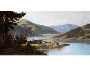 Blick Uber Den Tegernsee Mit Grasberg, Richtung Kreuth by Eugen Ritter von Stieler
