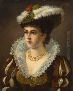 Portrait Einer Jungen Frau Im Kostum Des 17. Jh.