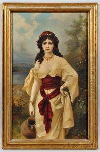 An Eastern Beauty Carrying A Water Jug