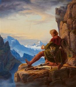 Hunters In A Mountain Landscape by Hermann Anton Stilke