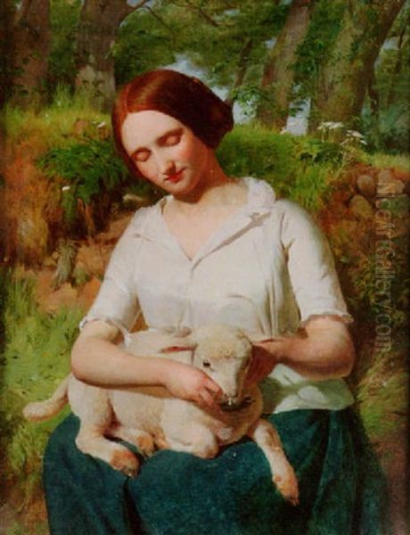 A Lassie And Lamb - view 1