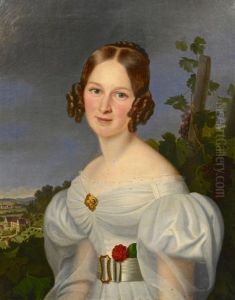 Portrait Of Lady In White by Franz Seraph Stirnbrand