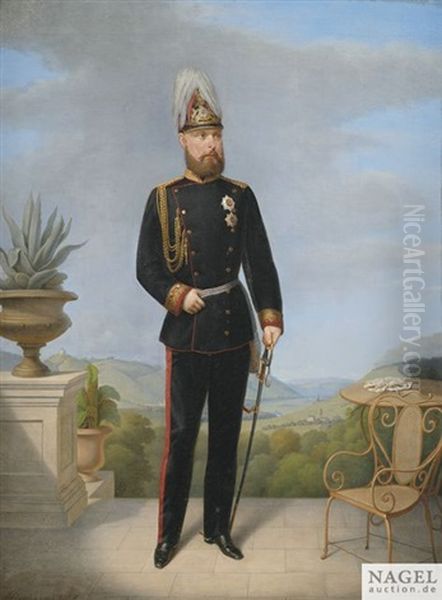 Portrait Des Konigs Karl I. Von Wurttemberg Auf Einer Terrasse Vor Weitem Landschaftshintergrund - view 1