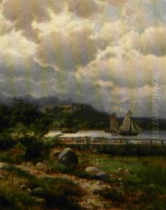Borgholms Slotsruin I Sverige, Maneopgang by Sophie Louise Stjernstedt