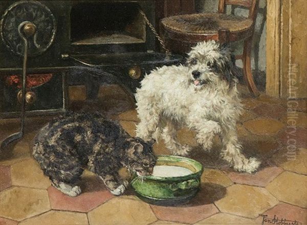 Dog And Cat In The Kitchen - view 1