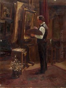 Selbstbildnis Im Atelier by Pieter Stobbaerts