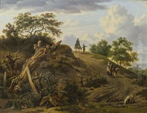Landschaft Mit Reiter Und Wanderern by Franz Stoeber