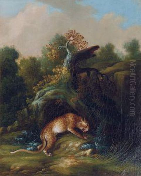 Paar Gemalde: Wolf Und Leopard - view 1