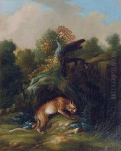 Paar Gemalde: Wolf Und Leopard by Magnus Brasch