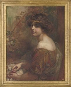 Portrait Of Violet Clayton (1893-1977), Seated Half-length, With Roses On Her Lap