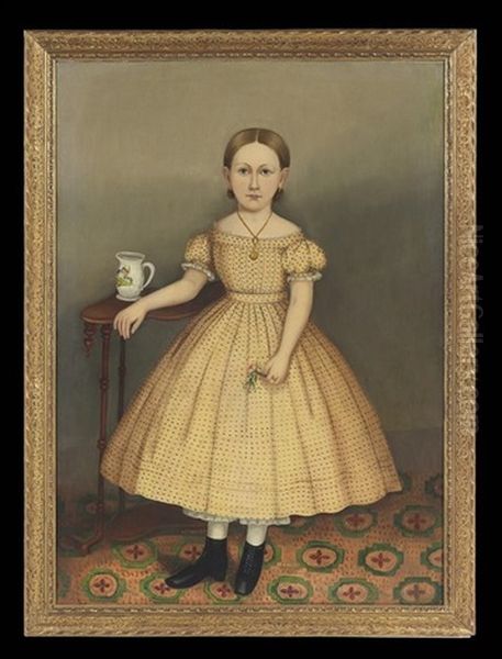 Portrait Of A Young Girl In A Yellow Dress With Rosebuds - view 1