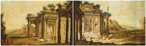 Deux Vues De Palais Sur Un Fond De Paysage by Christian Stoecklin