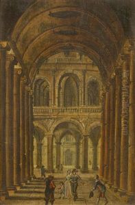 Pair Of Works: Church Interiors by Christian Stoecklin