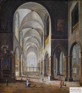 Kircheninterieur Mit Eleganten Besuchern by Christian Stoecklin