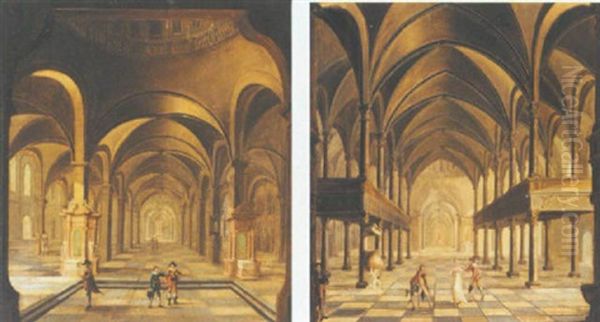 A Church Interior With A Lady And A Gentleman Together With A Cripple - view 1