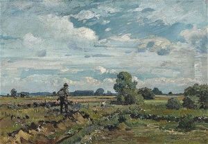 Jager In Moorlandschaft by Hermann Stockmann
