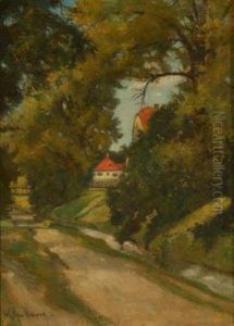 Weg Mit Blick Auf Das Dachauer Schloss by Hermann Stockmann