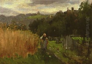 Bauerin Auf Einem Feldweg