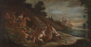 A Stag Hunt by Wenzel Ignaz Prasch