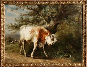 Jeune Taureau Au Pre by Ildephonse Stocquart