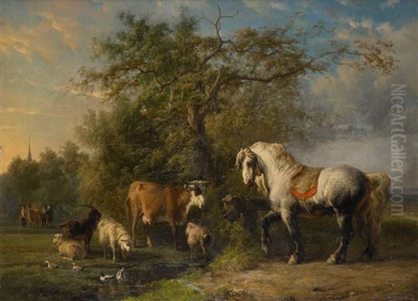Conversation Avec Cheval, Vaches Et Bouquetins A L"avant-plan - view 1