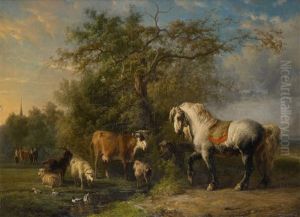 Conversation Avec Cheval, Vaches Et Bouquetins A L"avant-plan Conversation Avec Cheval, Vaches Et Bouquetins A L"avant-plan