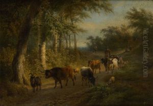 Troupeau De Vaches Et Moutons Dans Une Clairiere Troupeau De Vaches Et Moutons Dans Une Clairiere