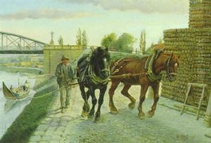 Schiffszug Am Wiener Donaukanal An Der Heiligenstatterlande by Alois Stoff