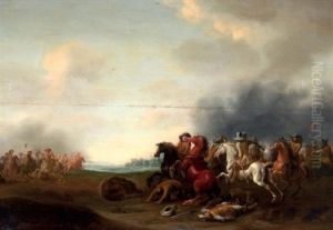 Scene De Cavaliers Chargeants by Jan Jacobsz van der Stoffe
