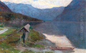 Scene At Dusk At Lake Bohinj by Ernst Stoehr