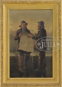 Two Fishermen Catching Up On The Daily News by Carl Siegfried Stoitzner