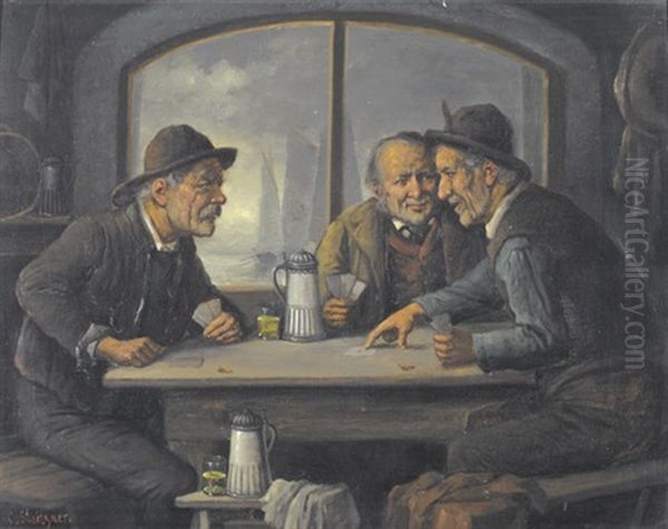 Norddeutsche Wirtshausszene Mit Kartenspielern - view 1