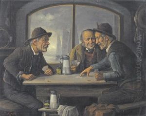 Norddeutsche Wirtshausszene Mit Kartenspielern by Carl Siegfried Stoitzner