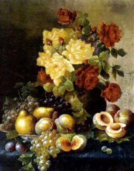 Stilleben Mit Pfirsich, Birnen Und Rosen - view 1