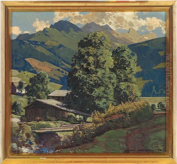 Landschaft Mit Bauernhaus Und Heustadl Im Vintschgau - view 1