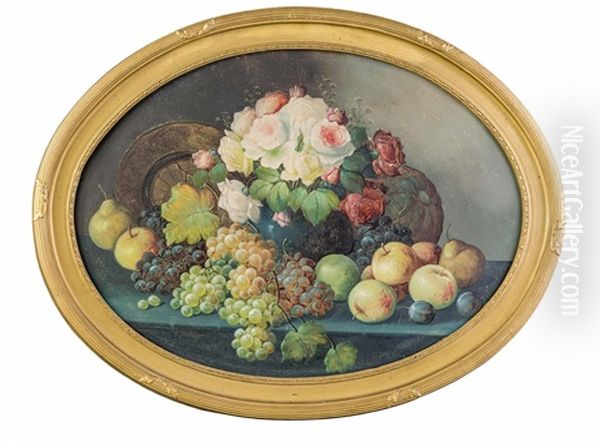 Stillleben Mit Blumen, Fruchten Und Teller - view 1